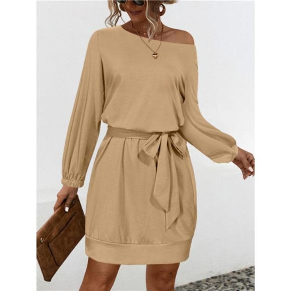 One Shoulder Tie Waist Dress